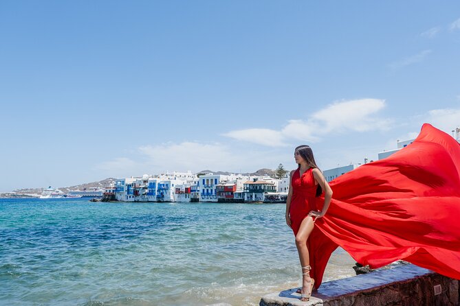 Mykonos: Flying Dress Photoshoot - Why this Flying Dress session works in Mykonos Town