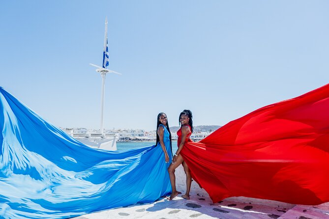 Mykonos: Flying Dress Photoshoot - The photo route: Windmills, Panagia Paraportiani, Little Venice, and more