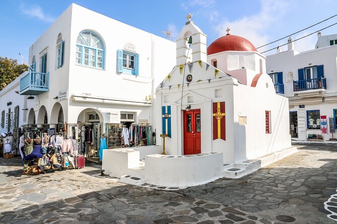 Mykonos Highlights by a local - Panagia Tourliani Monastery: marble bell tower and carved baroque icon details