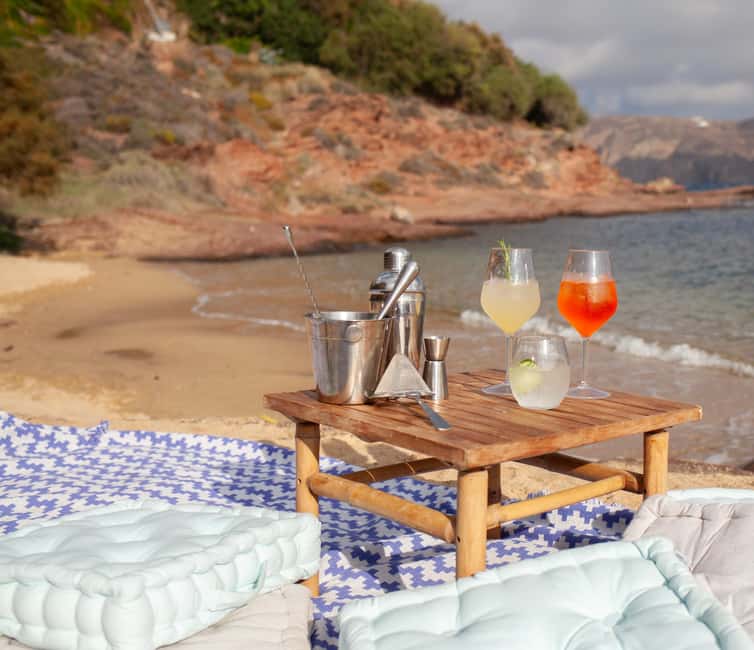 Mykonos: Sunset Cocktail Making Class on a Secluded Beach - Greek spirits you will taste: Tsipouro, Ouzo, and Mastic