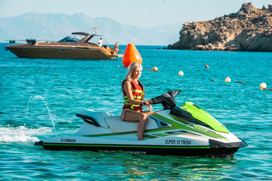 Mykonos: Super Paradise Beach Jet Ski, Canoe, & SUP Rental - Super Paradise Bay exploration: the end-to-end feeling