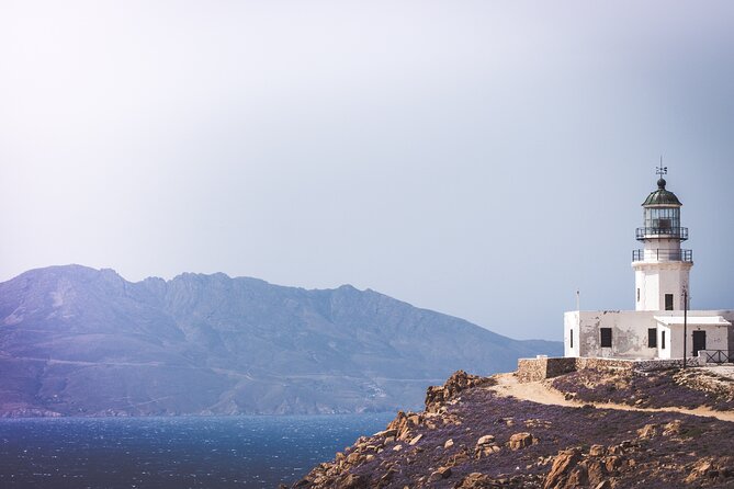 Mykonos tour: Private highlights Tour with a Local - Armenistis Lighthouse: the 1891 photo stop with sea views toward Tinos