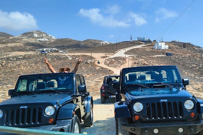 Private Jeep Tour to Mykonos - Ftelia Beach in 10 minutes: wind, water, and quick context