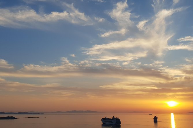 Sunset cruise to Rhenia& Little Venice with transfer - Little Venice at sunset: the best seat is on deck